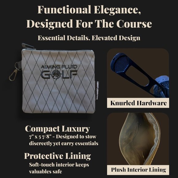 Premium Leather Golf Utility Pouch with Zippered Closure with Diamond Stitching - Picture 3 of 3